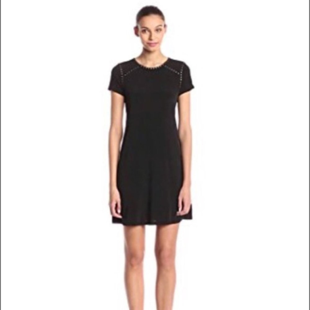 Calvin Klein Black Gold Studded Shift Dress Size 8